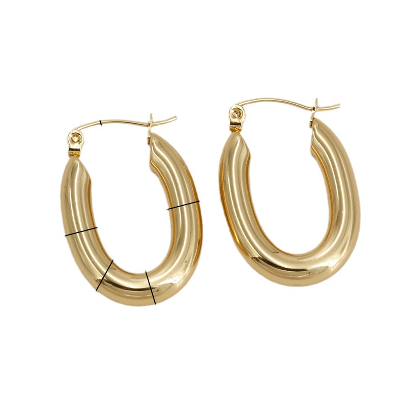 Round wire earrings European and American fashion ins style simple temperament earrings female stainless steel gold-plated earrings